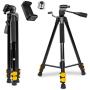 KODAK PhotoGear 62'' Lightweight Tripod | Compact 3-Section Flip-Lock Aluminum Tripod Adjusts 22”-62”, QuickRelease Plate, Smartphone Adapter & 1/4” to 3/8” Screw, Bubble Level, Carry Case, E-Guide