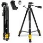 KODAK PhotoGear 62'' Lightweight Tripod | Compact 3-Section Flip-Lock Aluminum Tripod Adjusts 22”-62”, QuickRelease Plate, Smartphone Adapter & 1/4” to 3/8” Screw, Bubble Level, Carry Case, E-Guide