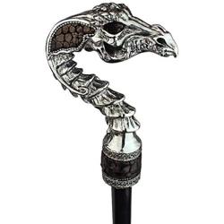 Design Toscano Dragons Thorne Drakkar Dragon Gothic Walking Stick, 38 Inch, Polyresin Handle and Metal Cane, Silver Chrome