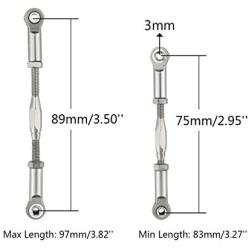 Hosim Front Rear RC Turnbuckles & Camber Linkage Rod - 2PCS Aluminum 83-97mm Adjustable Steering Servo Link for 1/10 Traxxas Slash 4x4 5807 Stampede RC Cars Upgraded Hop up Parts (Titanium)