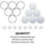Stamping Blank Tags Set 100 Pieces 1 Inch Round with Hole Aluminum 0.06 Inch Thickness Blanks Tags, 100 Pieces 1 Inch Round Metal Key Chain Rings and 100 Pieces 0.3 Inch Split Rings