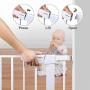 Cumbor 40.6” Auto Close Safety Baby Gate, Durable Extra Wide Child Gate for Stairs,Doorways, Easy Walk Thru Dog Gate for House. Includes 4 Wall Cups, 2.75-Inch and 5.5-Inch Extension, White