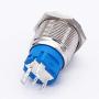 TWTADE 19 MM 12V Horn Push Button Blue LED Lighted Momentary Car Auto Flat Head Horn Switch Speaker Metal Toggle Switch with Prewiring Wires HORNP19-BU