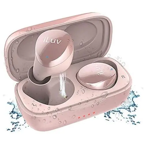 iLuv TB100 Rose Gold True Wireless Earbuds Cordless in-Ear Bluetooth 5.0 with Hands-Free Call MEMS Microphone, IPX6 Waterproof Protection, Long Playtime; Includes Compact Charging Case & 3 Ear Tips