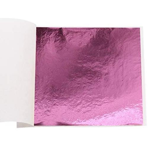 VGSEBA Imitation Gold Foil Sheets Gold Leaf Paper - 100 Pieces Pink Color Metal Leaf for Arts Decoration, Handcrafts, Gilding, Furniture, Nails, Paintings, Slime, Wall, Line, DIY 3.15 by 3.35 Inches