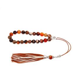 Multicolor Jasper Gemstone, Handmade Greek Worry Beads or Komboloi, Alpaca Metal Parts on a Pure Silk Cord & Tassel