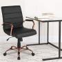 Flash Furniture Mid-Back Black LeatherSoft Executive Swivel Office Chair with Rose Gold Frame and Arms