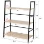 C-Hopetree Ladder Bookshelf - 3 Tier Bookcase Display Shelf - Black Metal Frame