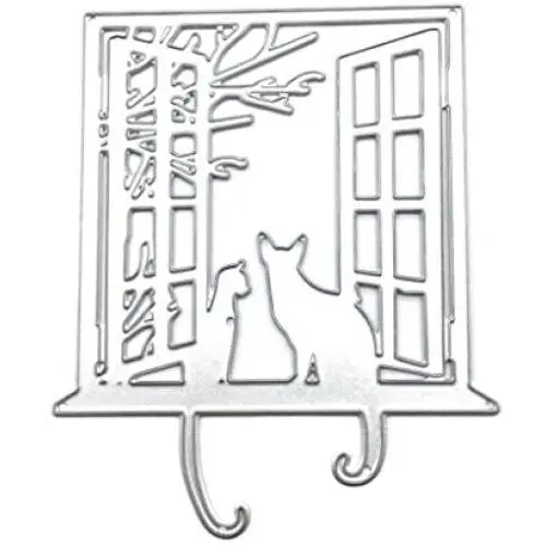 CXV Metal Cutting Dies, Window Cat Metal Cutting Dies Stencil Scrapbooking DIY Album Stamp Paper Emboss for DIY Scrapbook Card Making Supplies CXV Metal Cutting Dies, Window Cat Metal Cutting Dies Stencil Scrapbooking DIY Album Stamp Paper Emboss for DIY Scrapbook Card Making Supplies