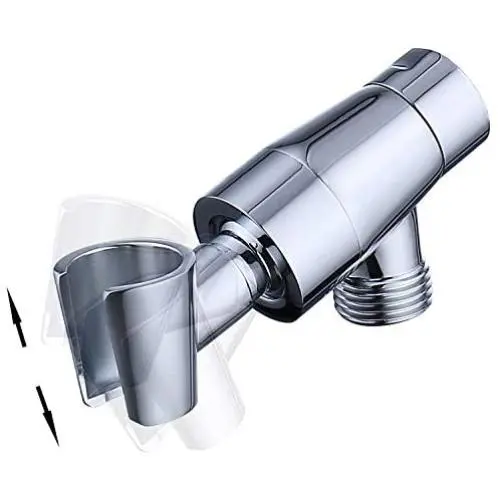 Brass Shower Head Holder for Hand Held Showerhead, Adjustable Shower Arm Bracket Mount, Universal Shower Arm Adapter (Chrome)