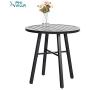 PHI VILLA Patio Metal 3 Piece Bistro Chairs and Table Furniture Set - Black
