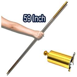 OUERMAMA Metal Appearing Cane Magic Pocket Staff for Professional Magician Stage Close-up Magic Trick Magic Accessories (Golden Silver, 59'')