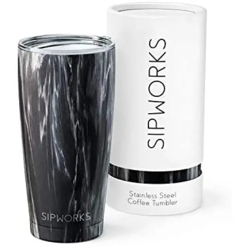 Sipworks Stainless Steel Coffee Tumbler: Double-Wall Vacuum Insulated Spill-proof Travel Mug Metal Coffee Cup with Lid, 20-Ounce Gray Marble Sipworks Stainless Steel Coffee Tumbler: Double-Wall Vacuum Insulated Spill-proof Travel Mug Metal Coffee Cup with Lid, 20-Ounce Gray Marble