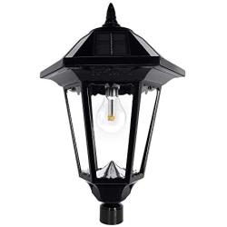 GAMA SONIC Windsor Bulb Solar Lamp Post, Outdoor LED Solar In Ground Light, Black (GS-99B-S)