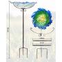 MUMTOP 26 Inch Height Glass Birdbath Birdfeeder with Metal Stake Garden Outdoor Green