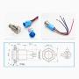 Viping Car Horn Button 12V 16mm LED On/Off Switch Momentary Button Reset Switch Dedicated Connector Switch Power Metal Toggle Car Boat Motorcycle DIY Switch Blu-ray automatic rebound reset 2-pack
