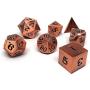 Legendary Copper Metal Polyhedral Dice Set with Black Signature Font - 7 Piece Collection