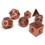 Legendary Copper Metal Polyhedral Dice Set with Black Signature Font - 7 Piece Collection