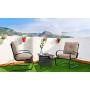 MFSTUDIO 2PCS Patio Bistro Dining Spring Motion Chairs Outdoor Furniture for Backyard, Garden with Removable Cushion Seat, Metal Frame, Beige