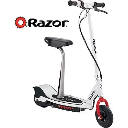 Razor E200S Seated Electric Scooter - White/Red Razor E200S Seated Electric Scooter - White/Red