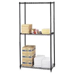 18'' Deep x 48'' Wide x 36'' High 3 Tier Black Starter Shelving Unit