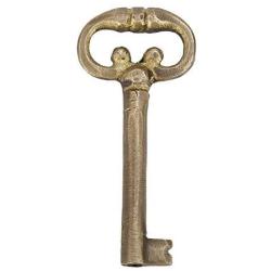 Skeleton Key, Antique Finish Classic Brass Metal, Mortise Locks Rim Architectural Barrel Lock Key, Vintage Cabinet Dresser Draw Grandfather Clock (Shank Length 1 3/4 Inch, Bit 1/4 X 1/4 Inch) S5591