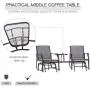 Outsunny 2 Person Outdoor Sling Fabric Double Glider Rocker Chair with Table, Grey