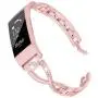 Wearlizer Compatible with Fitbit Charge 3 / Charge 4 Bands for Women Metal Replacement Charge 3 hr Band Strap with Bling Rhinestone Bracelet Bangle for Fitbit Charge 4 Special Edition - Rose Gold