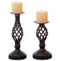 ZZKOKO Decorative Candle Holder Set of 2, Metal Pillar Romantic Candlesticks, Home Decor Candle Stand, 11.1'', 8.1'' High Candle Holders for Fireplace, Living or Dining Room Table, Gifts for Wedding