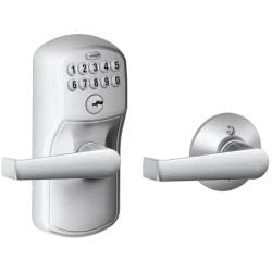 Schlage FE575 PLY 626 ELA Plymouth Keypad Entry with Auto-Lock and Elan Levers, Brushed Chrome