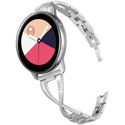 V-MORO Silver Band Compatible with Galaxy Watch Active 40mm Bands Women 20mm Bling Jewelry Bangle Metal Stainless Steel Bracelet for Samsung Galaxy Watch Active 40mm/Galaxy Watch 42mm SM-R810