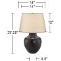 Brighton Rustic Table Lamp Hammered Bronze Metal Pot Beige Linen Drum Shade for Living Room Family Bedroom Nightstand - Barnes and Ivy