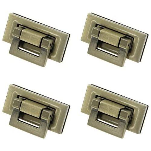 Meprotal 4 Sets Square Clasp Turn Lock Metal Clutches Closure Purse Lock Decorative Hardware for DIY Handbag Shoulder Bag with Install Parts Bronze