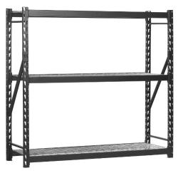 Sandusky Lee Muscle Rack ERZ772472WL3 Black Heavy Duty Steel Welded Storage Rack, 3 Shelves, 1,000 lb. Capacity per Shelf, 72'' Height x 77'' Width x 24'' Depth, Pack of 1