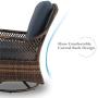 PHI VILLA Rattan Swivel Rocking Chairs 3 PC Patio Conversation Set, 2 Cushioned Chairs & 1 Side Table