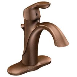 MOEN 6400ORB Eva Collection One Handle Single Hole Bathroom Sink Faucet with Optional Deckplate, 1 count, Oil Rubbed Bronze