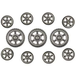 Bezelry Gear Metal Shank Buttons. Blazer Button Set. 3 Pcs of 23mm, 8 Pcs of 15mm (Gray Silver)