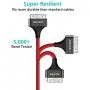AGVEE Unbreakable Nylon Braided [3 Pack 3ft 6ft 10ft] 30 Pin Heavy Duty Fast Charger Cable, Slim Metal Shell End Case Friendly Charging Data Sync Cord for Phone 4/4S, Pad 1/2/3, Red