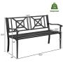 Giantex Patio Garden Bench, Heavy-Duty Park Bench w/Powder Coated Steel Frame, Elegant Loveseat w/Decorative Backrest & Ergonomic Armrest for Outdoor Garden, Backyard, Lawn, Porch, Path (Black)