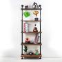 KINMADE Industrial Pipe Shelf Floating Wall Shelf Rustic Wood with Black Iron Pipe 5 Tier