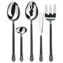 Gourmet Settings 5-Pieces Hostess Silverware Avalon Collection Matte/Polished Metal Flatware Serving Set, Stainless Steel Kitchen Utensils Knife/Fork/Spoons, Dishwasher Safe Gourmet Settings 5-Pieces Hostess Silverware Avalon Collection Matte/Polished Metal Flatware Serving Set, Stainless Steel Kitchen Utensils Knife/Fork/Spoons, Dishwasher Safe