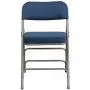 Flash Furniture HERCULES Series Premium Curved Triple Braced & Double Hinged Navy Fabric Metal Folding Chair