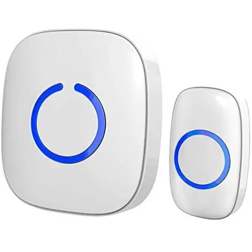 SadoTech White Wireless Doorbell & Chime For Home - Model C - 1 Push-Button Ringer, 1 Sound Receiver - Battery Operated, Waterproof, Long Range, 52 Door Bell Sounds, 4 Volumes SadoTech White Wireless Doorbell & Chime For Home - Model C - 1 Push-Button Ringer, 1 Sound Receiver - Battery Operated, Waterproof, Long Range, 52 Door Bell Sounds, 4 Volumes