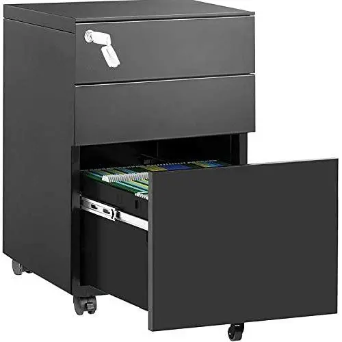 AUTSCA 3 Drawer Mobile Filing Cabinet, Metal Vertical File Cabinet, Fully Assembled Except Casters, Home Office Rolling Lateral Printer Stand for A4/Letter/Legal, Black AUTSCA 3 Drawer Mobile Filing Cabinet, Metal Vertical File Cabinet, Fully Assembled Except Casters, Home Office Rolling Lateral Printer Stand for A4/Letter/Legal, Black