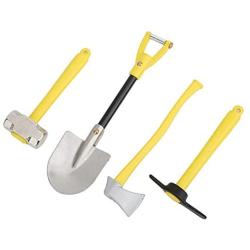 RC Decoration Tool, 4pcs Yellow Metal Mini Simulation Tool Hammer Hoe Shovel Ax Fit for 1/10 RC Crawler Car(Yellow)