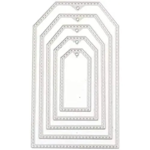 Mvchifay Cutting Dies Metal Stencils Scrapbooking Tool DIY Craft Carbon Steel Embossing Template for Paper Card Making (5 Pcs Tag)