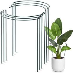 EAPFCT Plant Support Stake Half Round Metal Garden Plant Supports Ring Cage for Tomato Flowers Vine 6 Pack (9.8'' Wide x 15.6'' High)