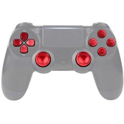 eXtremeRate Red Metal Buttons for Playstation 4 Controller, Aluminum Analog Thumbsticks & Bullet Buttons & D-pad Replacements Kits for PS4 Slim Pro Controller