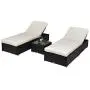 Outsunny 3-Piece Rattan Wicker Patio Chaise Lounge Set with 5 Backrest Angles, Thick Cushions, & Matching Table, Coffee Outsunny 3-Piece Rattan Wicker Patio Chaise Lounge Set with 5 Backrest Angles, Thick Cushions, & Matching Table, Coffee