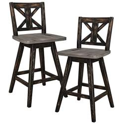 Homelegance Barstool (Set of 2) Amsonia Counter Height Swivel Stool (2 Pack), Black